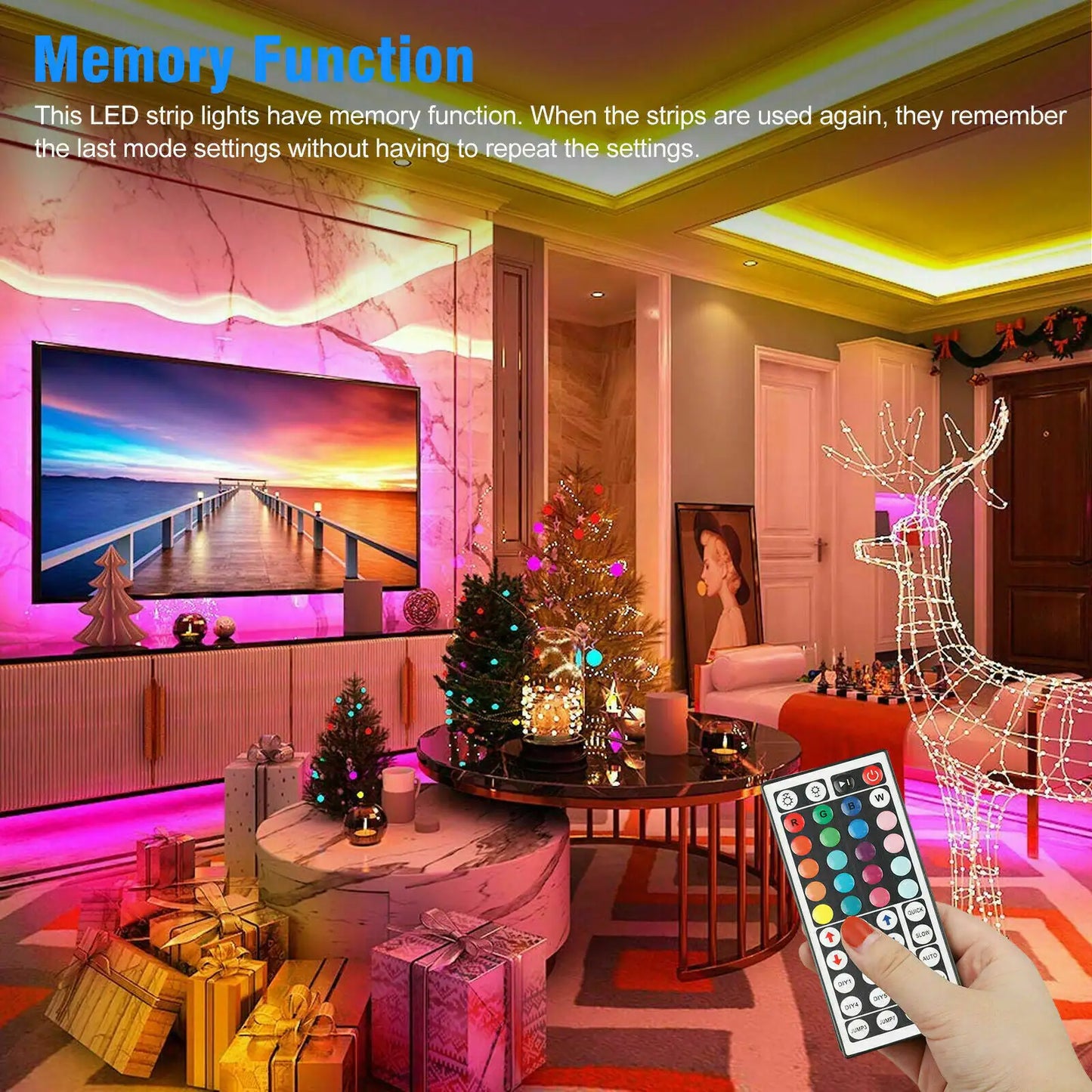 32FT RGB LED Strip Lights with Remote Control – Waterproof Light Kit for Bedroom & Home Decor