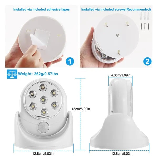 Wireless LED Spotlight 90 Degree Motion Sensor Night Lamp